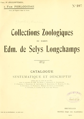 Cover for Plécoptères.