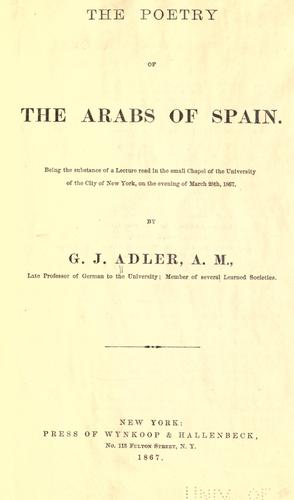 Cover for The poetry of the Arabs of Spain
