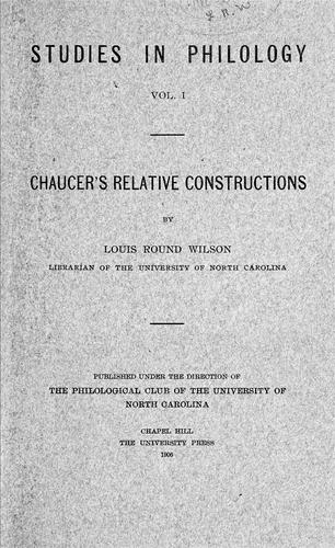 Cover for Chaucer's relative constructions
