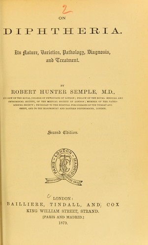 Cover for On diphtheria