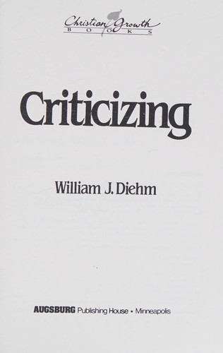 Cover for Criticizing
