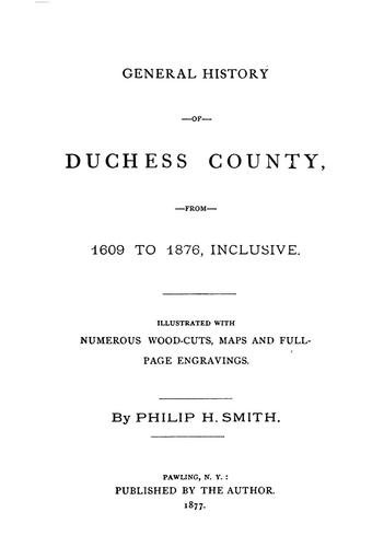 Cover for General history of Duchess County from 1609 to 1876, inclusive