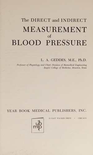 Cover for The direct and indirect measurement of blood pressure