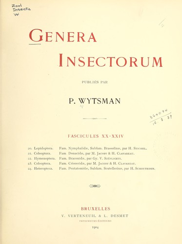 Cover for Genera insectorum