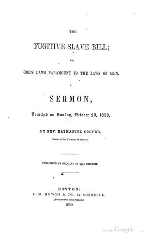 Cover for The Fugitive slave bill