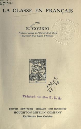 Cover for classe en français