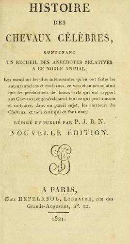 Cover for Histoire des chevaux célèbres