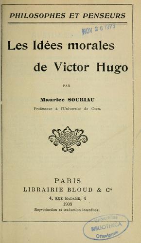 Cover for Les idées morales de Victor Hugo.