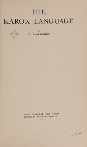 Cover for The Karok language.