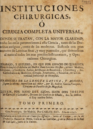 Cover for Instituciones chirurgicas, ó cirugia completa universal