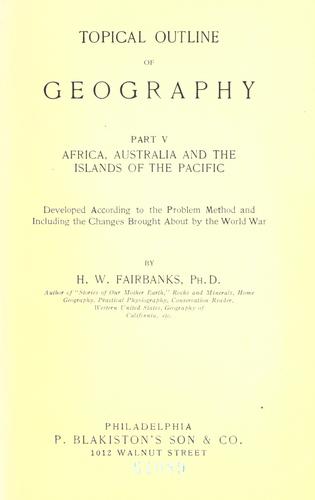 Cover for Topical outline of geography ...
