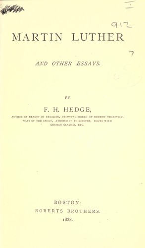 Cover for Martin Luther, and other essays