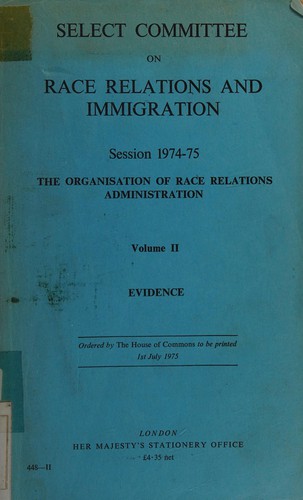 Cover for The organisation of race relations administration