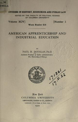 Cover for American apprenticeship and industrial education.