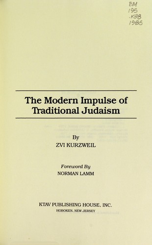 Cover for The modern impulse of traditional Judaism