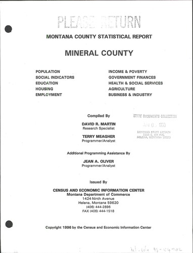 Cover for Mineral County