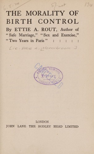 Cover for The morality of birth control