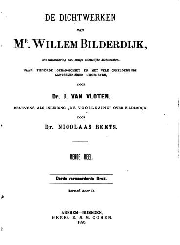 Cover for dichtwerken van Mr. Willem Bilderdijk.