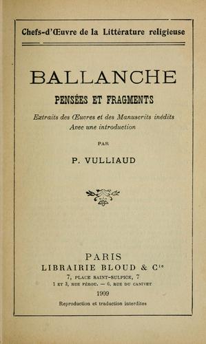 Cover for Pensées et fragments