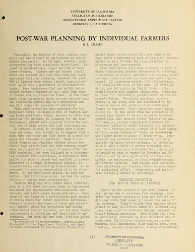 Cover for Post-war planning by individual farmers