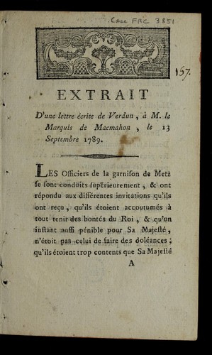 Cover for Extrait d'une lettre e crite de Verdun