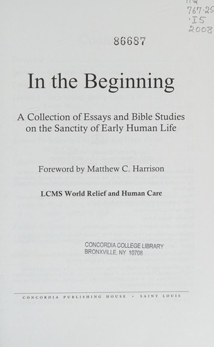 Cover for In the beginning