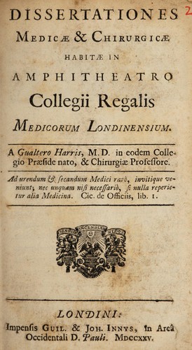 Cover for Dissertationes medicae & chirurgicae
