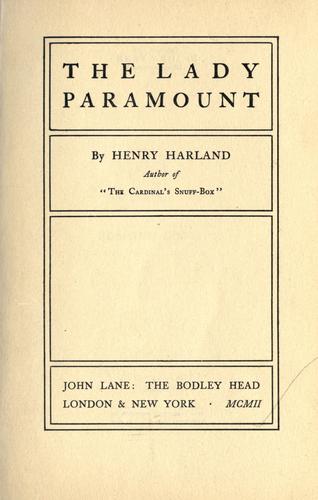 Cover for The lady paramount.