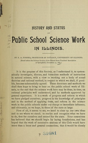 Cover for History and status of public school science work in Illinois