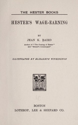 Cover for Hester's wage-earning
