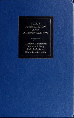 Cover for Policy formulation and administration