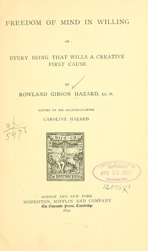 Cover for Freedom of mind in willing