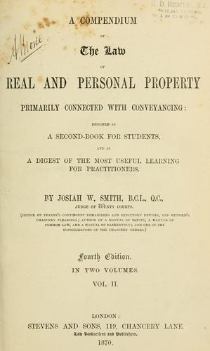 Cover for A compendium of the law of real and personal property primarily connected with conveyancing