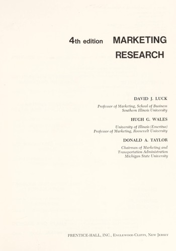 Cover for Marketing research