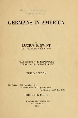 Cover for Germans in America