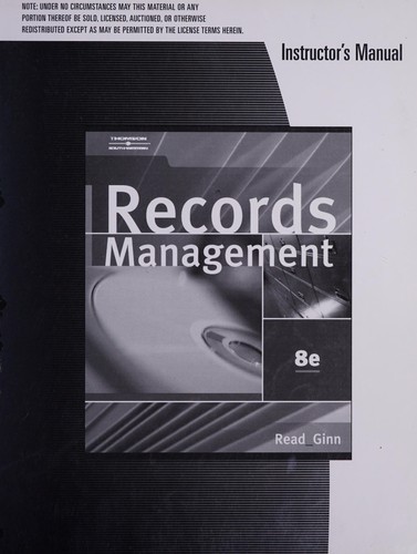 Cover for Inst Manual,Records Management