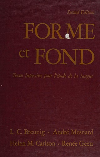 Cover for Forme et fond