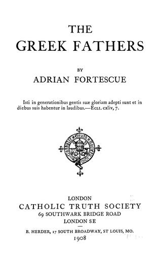 Cover for The Greek fathers