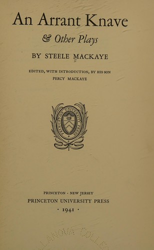 Cover for An Arrant Knave and Other Plays
