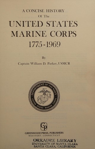 Cover for Concise History of the United States Marine Corps, 1775 to 1969