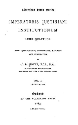 Cover for Imperatoris Iustiniani Institutionum libri quattuor