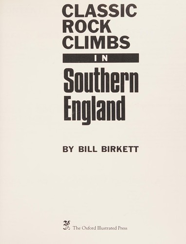 Cover for Classic rock climbs in Southern England
