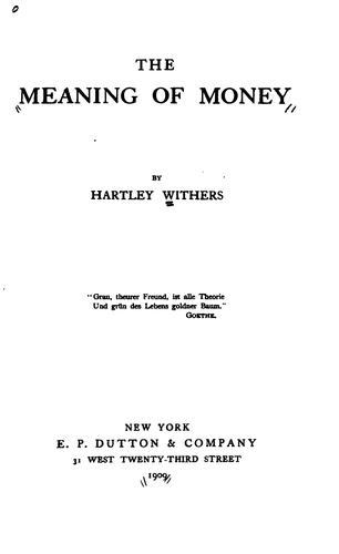 Cover for The meaning of money