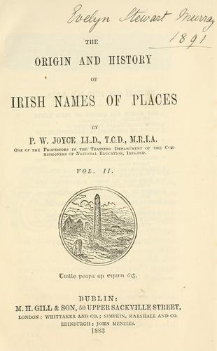 Cover for The origin and history of Irish names of places