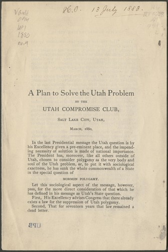 Cover for A plan to solve the Utah problem