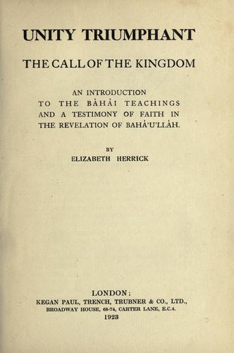 Cover for Unity triumphant