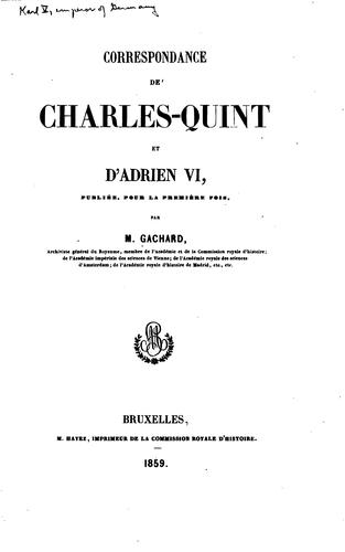 Cover for Correspondance de Charles-Quint et d'Adrien VI