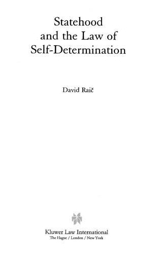 Cover for Statehood and the law of self-determination