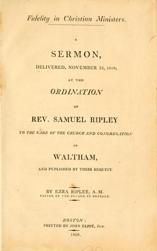 Cover for Fidelity in Christian ministers.