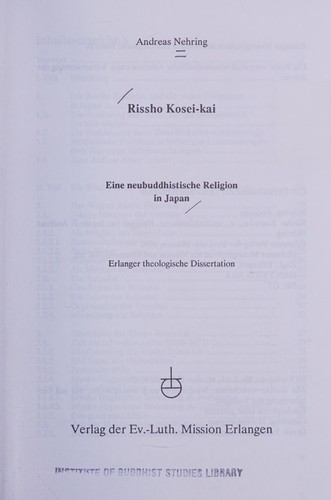 Cover for Rissho Kosei-kai